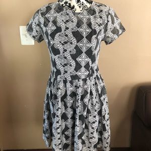 Embroidered fit and flare dress